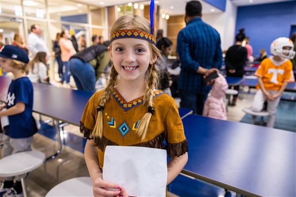 Students in 3rd grade participating in the Wax Museum.